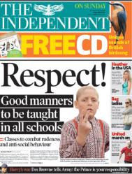 Respect: Independent newspaper front page