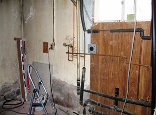 The basement utility room