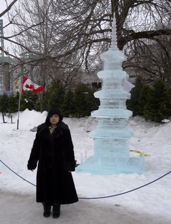 Ploy by ice sculpture in Ottawa