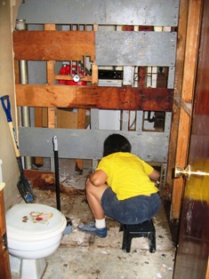 Ploy renovates the basement bathroom