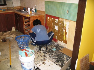 Ploy renovating the kitchen